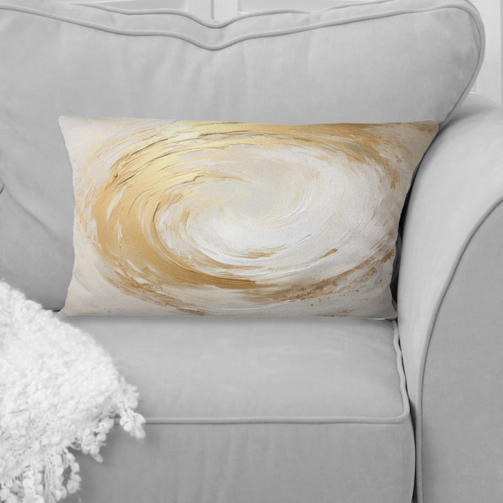 Gold And White Soft Wave Vortex I - Abstract Spirals Throw Pillow