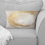 Gold And White Soft Wave Vortex I - Abstract Spirals Throw Pillow
