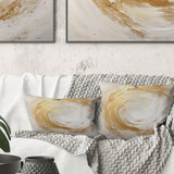 Gold And White Soft Wave Vortex I - Abstract Spirals Throw Pillow