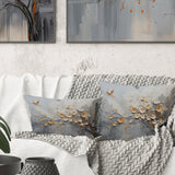 Japan Beige And Gold Tree Vision - Abstract Shapes Throw Pillow