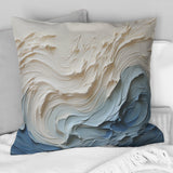 White And Blue Wave Papercut Style - Coastal Waves Throw Pillow