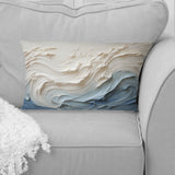 White And Blue Wave Papercut Style - Coastal Waves Throw Pillow