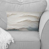 White And Blue Wave Papercut Style I - Coastal Waves Throw Pillow