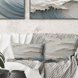 White And Blue Wave Papercut Style I - Coastal Waves Throw Pillow