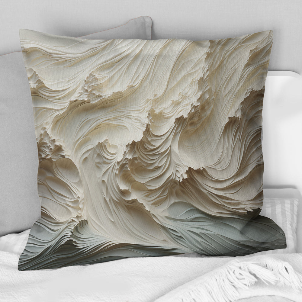 White And Blue Wave Papercut Style II - Coastal Waves Throw Pillow