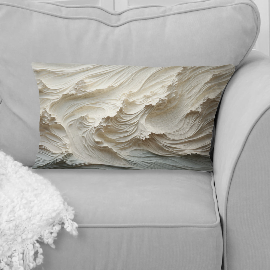 White And Blue Wave Papercut Style II - Coastal Waves Throw Pillow