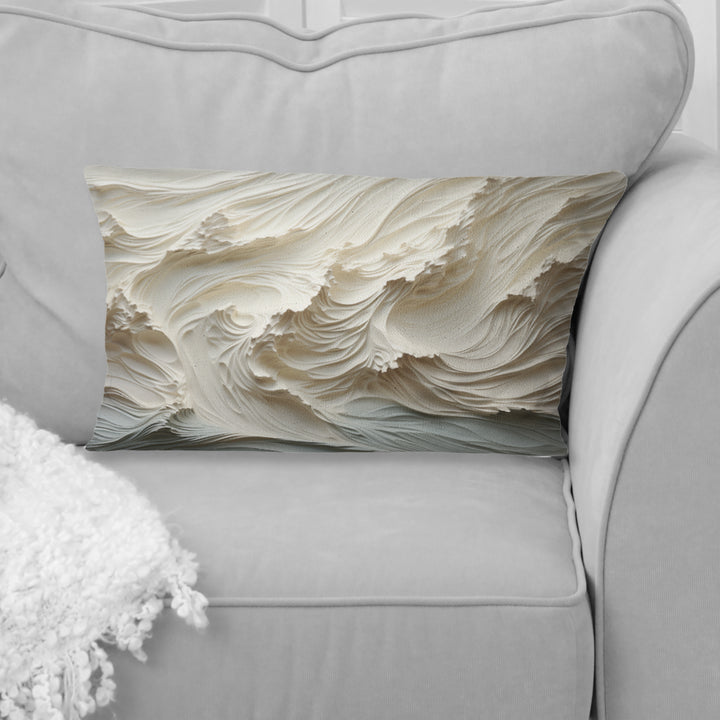 White And Blue Wave Papercut Style II - Coastal Waves Throw Pillow