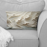 White And Blue Wave Papercut Style II - Coastal Waves Throw Pillow
