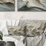 White And Blue Wave Papercut Style II - Coastal Waves Throw Pillow
