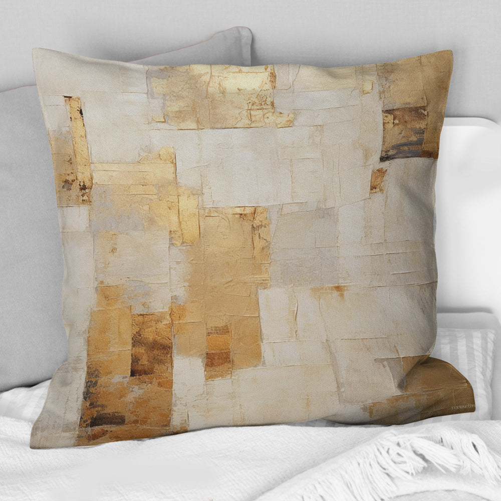 Beige And Gold Dream Collage I - Abstract Shapes Throw Pillow