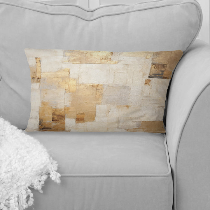 Beige And Gold Dream Collage I - Abstract Shapes Throw Pillow