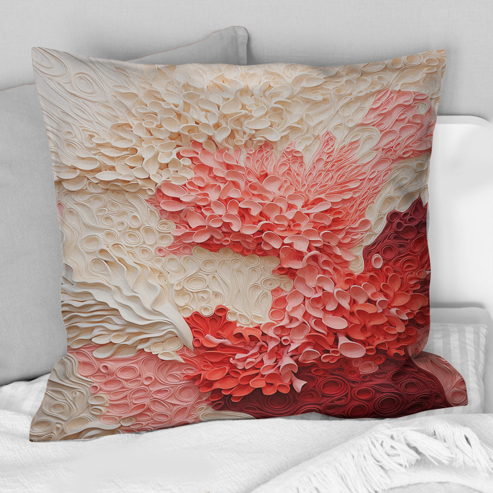 Beige And Pink Coral Collage - Coral Throw Pillow