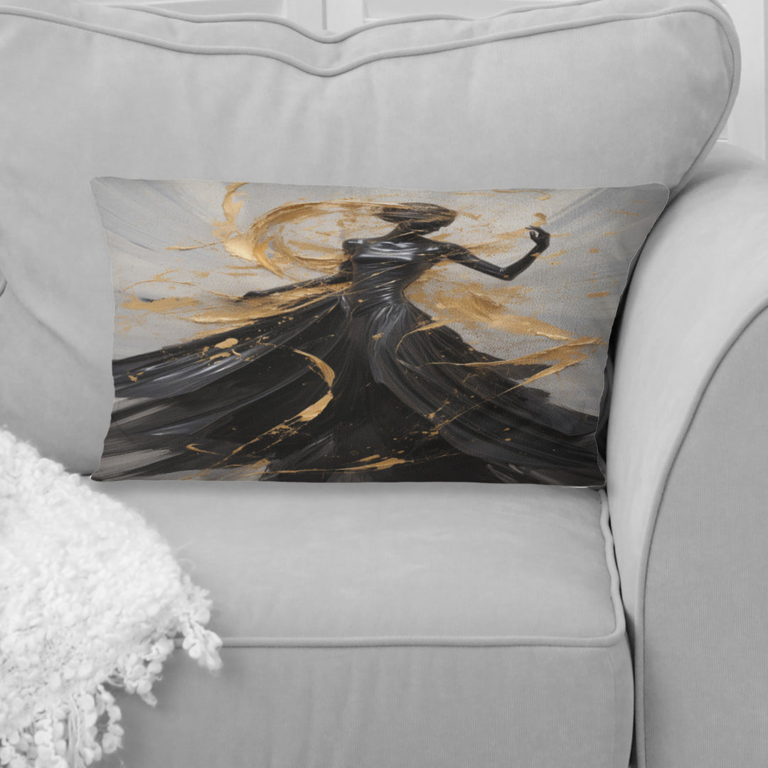 Gold And Black Dance Splash III - Dance Throw Pillow