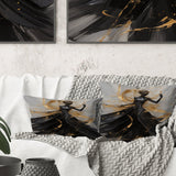 Gold And Black Dance Splash III - Dance Throw Pillow