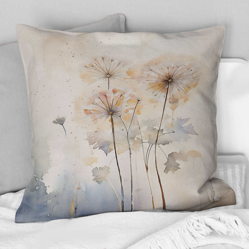 Dandelion Charm In Winter IV - Dandelion Throw Pillow