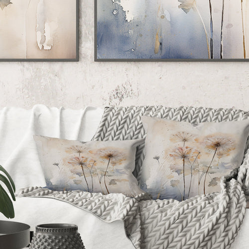 Dandelion Charm In Winter IV - Dandelion Throw Pillow