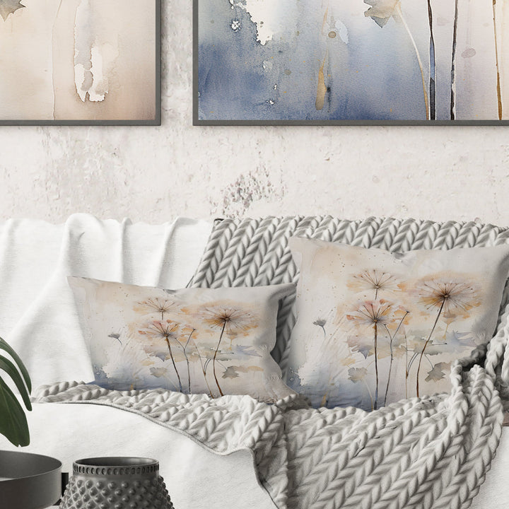 Dandelion Charm In Winter IV - Dandelion Throw Pillow