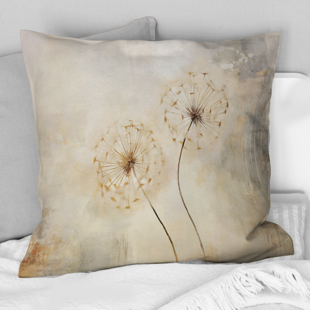 Dandelion Muted Tone - Dandelion Throw Pillow