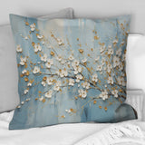 Peacefulness White Blue Dogwood - Dogwood Throw Pillow