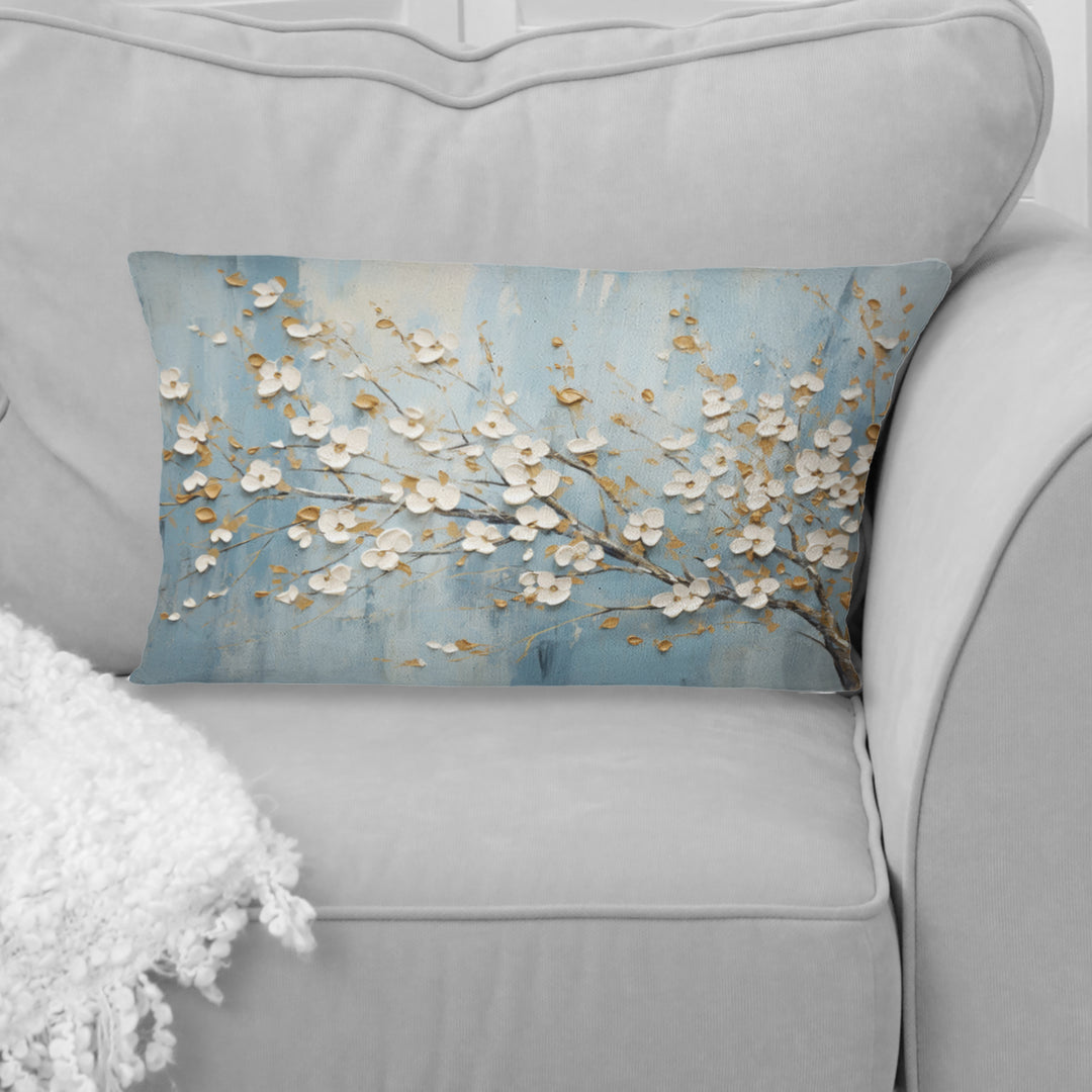 Peacefulness White Blue Dogwood - Dogwood Throw Pillow