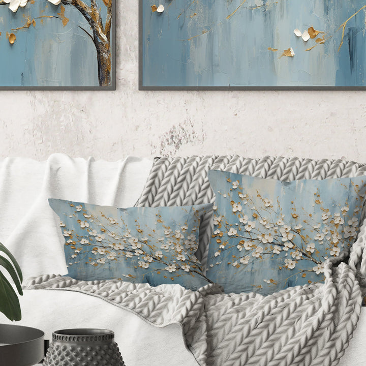 Peacefulness White Blue Dogwood - Dogwood Throw Pillow