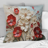 Red And White Crimson Flower S Embrace - Flower Throw Pillow