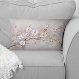 Pink And Grey Cherry Blossom Charm - Flowers Throw Pillow