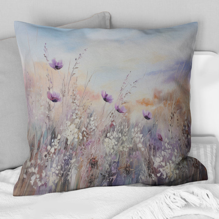 Minimal Purple Herbs Country Charm - Flowers Throw Pillow