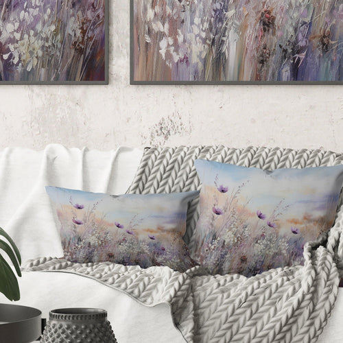 Minimal Purple Herbs Country Charm - Flowers Throw Pillow