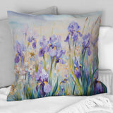 Purple Irises Country Charm - Flowers Throw Pillow
