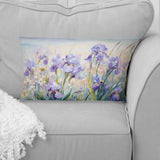 Purple Irises Country Charm - Flowers Throw Pillow