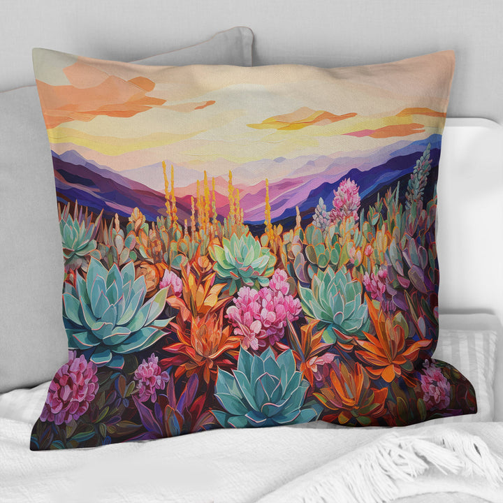 Colorful Succulent Desert Charm - Succulent Throw Pillow