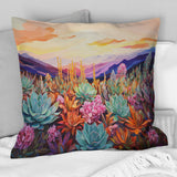 Colorful Succulent Desert Charm - Succulent Throw Pillow