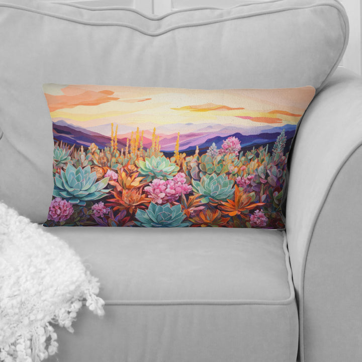 Colorful Succulent Desert Charm - Succulent Throw Pillow