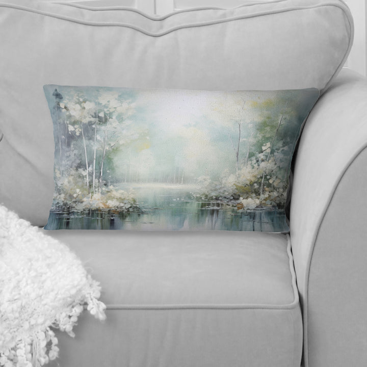 Minimal River Forest Liquid Art I - Forest Throw Pillow