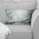 Minimal River Forest Liquid Art I - Forest Throw Pillow