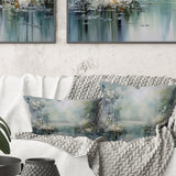 Minimal River Forest Liquid Art I - Forest Throw Pillow