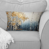 Minimalism Blue And Gold Forest - Forest Throw Pillow