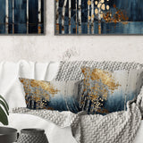 Minimalism Blue And Gold Forest - Forest Throw Pillow