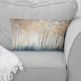 Minimalism Blue And Gold Forest II - Forest Throw Pillow