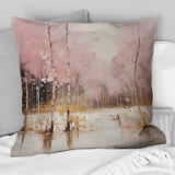 Minimalism Pink And Gold Forest I - Forest Throw Pillow