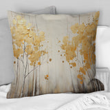 Minimalism White And Gold Forest I - Forest Throw Pillow