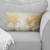 Minimalism White And Gold Forest I - Forest Throw Pillow
