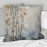 Blue And White Forest Winter Harmony - Forest Throw Pillow
