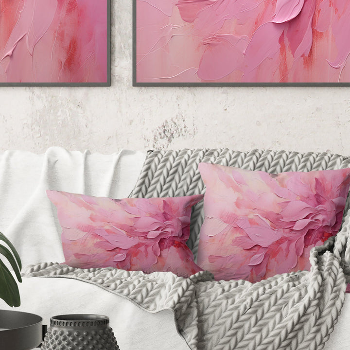 Gold And Pink Minimal Abstract River - Fuschia Throw Pillow
