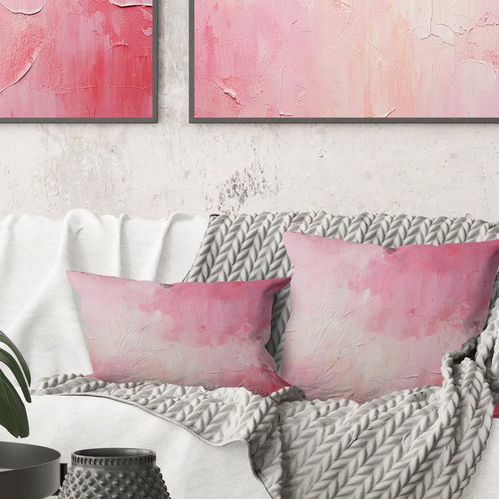 Gold And Pink Minimal Abstract RIVer IV - Fuschia Throw Pillow