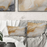 Abstract Beige And Gold Geyser Paint III - Abstract Shapes Throw Pillow