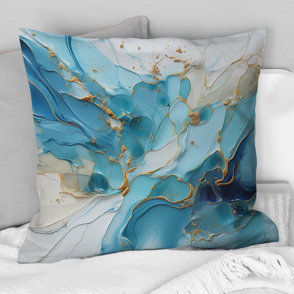 Blue And White Glacier Charm - Abstract Shapes Throw Pillow