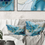 Blue And White Glacier Charm - Abstract Shapes Throw Pillow