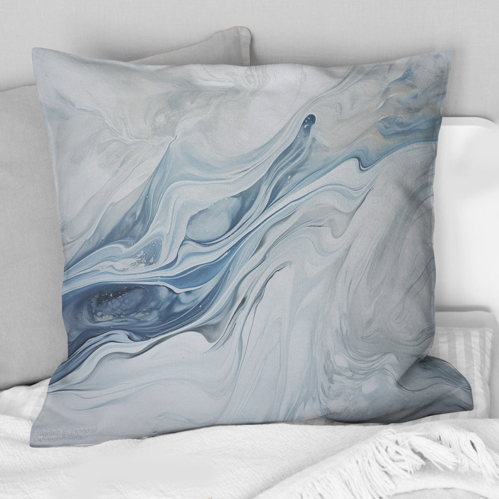 Grey And Blue Glacier Charm Liquid Art - Glacier Throw Pillow
